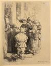 REMBRANDT VAN RIJN Beggars Receiving Alms at a Door.